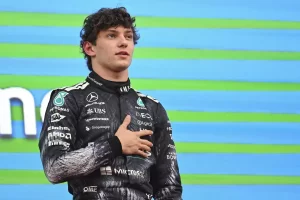 Andrea Kimi Antonelli, Mercedes, podio del Gran Premio de Japón 2026.